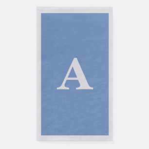 Serviette En Papier Monogramme initiale bleu barbeau blanc nom personn