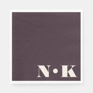 Serviette En Papier Monogramme Initiales Hiver Prune Mariage Personnal