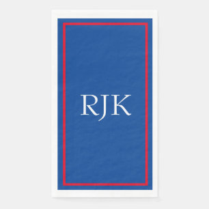 Serviette En Papier Monogramme Initiales Personnalisé Rouge Bleu Blanc