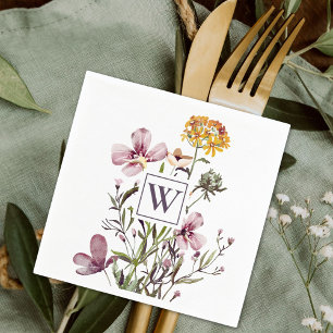 Serviette En Papier Monogramme Joli Bouquet Floral Fleur sauvage