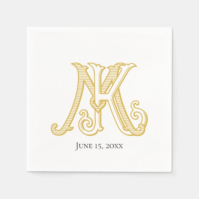Serviette En Papier Monogramme KM de serviettes ou monogramme MK (Devant)