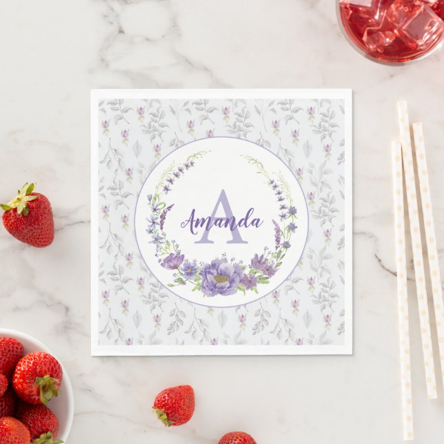 Serviette En Papier Monogramme - lettre A, personnalisé (En situation)