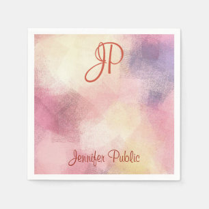 Serviette En Papier Monogramme manuscrit Art Abstrait moderne Élégant