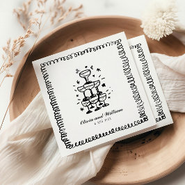 Serviette En Papier Monogramme Mariage à main lunaire