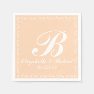 Serviette En Papier Monogramme Mariage blanc de pêche