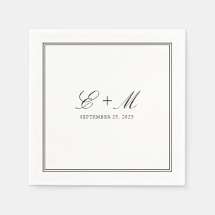 Serviette En Papier Monogramme Mariage classique simple et élégant