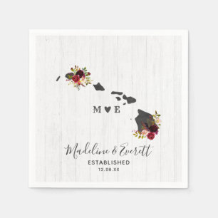 Serviette En Papier Monogramme Mariage de bois rustique Hawaii State