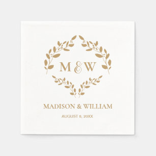Serviette En Papier Monogramme Mariage de crête élégante personnalisée