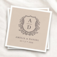 Monogramme Mariage de la crête de couleur neutre f