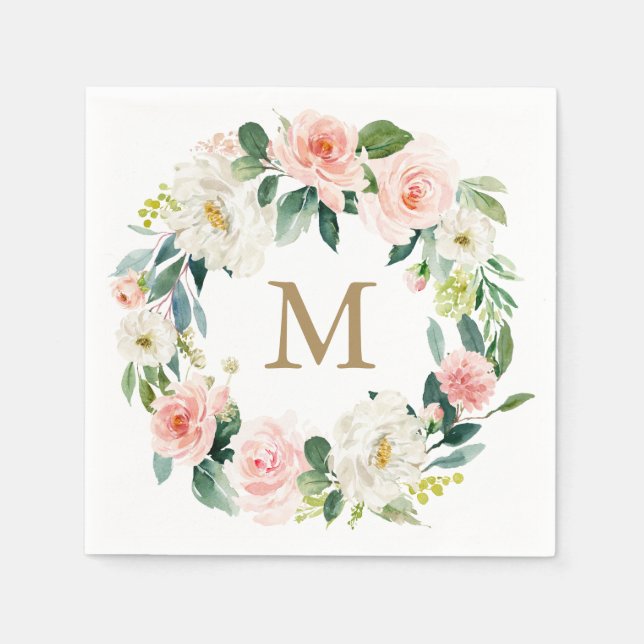 Serviette En Papier Monogramme Mariage Napkin Cocktail Napkin (Devant)