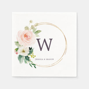 Serviette En Papier Monogramme Mariage Napkin Cocktail Napkins
