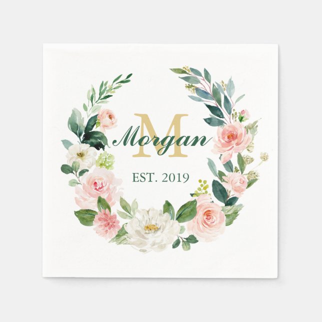 Serviette En Papier Monogramme Mariage Napkin établi (Devant)
