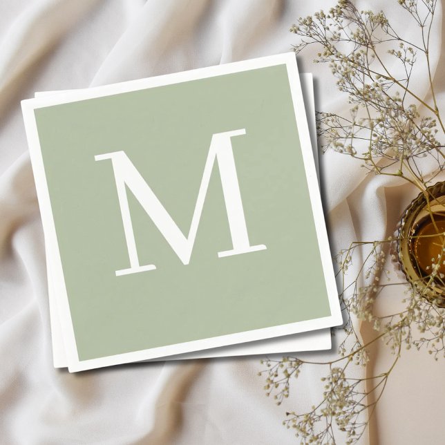 Serviette En Papier Monogramme Mariage Napkin Sage Design (Monogrammed Wedding Napkin Sage Design
)