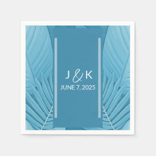Serviette En Papier Monogramme mariage   Turquoise tropical