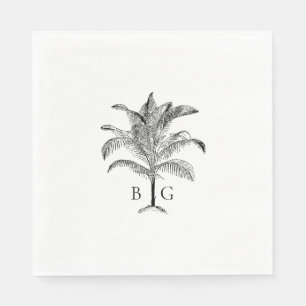 Serviette En Papier Monogramme minimaliste de palmier tropical Mariage