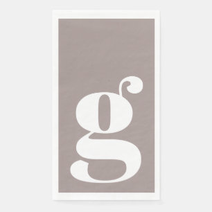 Serviette En Papier Monogramme minimaliste initial en marron taupe