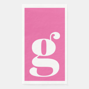 Serviette En Papier Monogramme Minimaliste Initiale Gras Rose Chaud