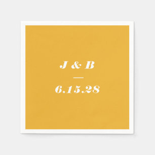 Serviette En Papier Monogramme Minimaliste Mariage Jaune Été Personnal