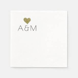Serviette En Papier Monogramme minimaliste romantique brillant