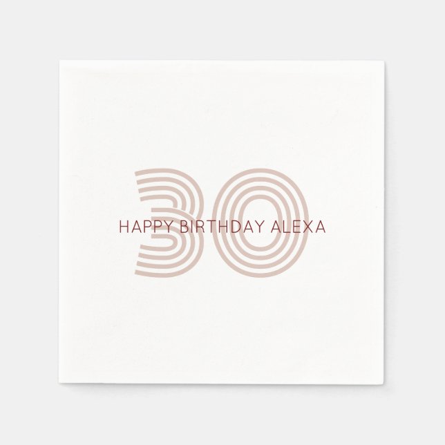 Serviette En Papier Monogramme moderne beige et vin (Devant)