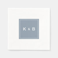 Monogramme moderne Dusty Bleu et Blanc Cocktail Na