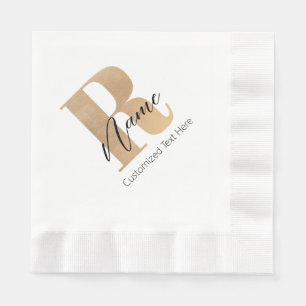 Serviette En Papier Monogramme Moderne Initiale R & Nom Personnalisé