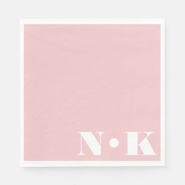Serviette En Papier Monogramme moderne Initiales rose pâle Mariage per (Devant)