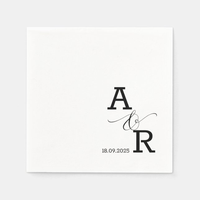 Serviette En Papier Monogramme moderne personnalisé Mariage imprimé se (Devant)