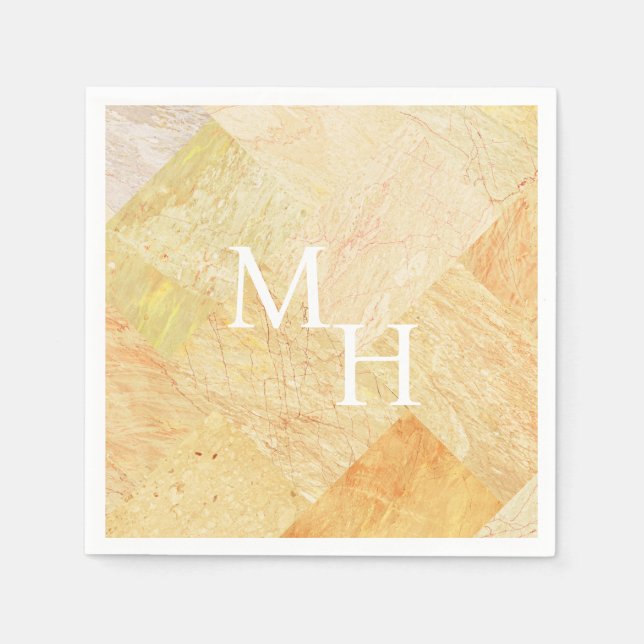 Serviette En Papier Monogramme neutre Abstrait moderne (Devant)