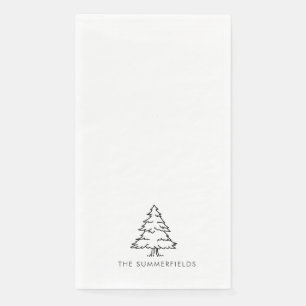 Serviette En Papier Monogramme Noël Arbre vacances Famille Réunion