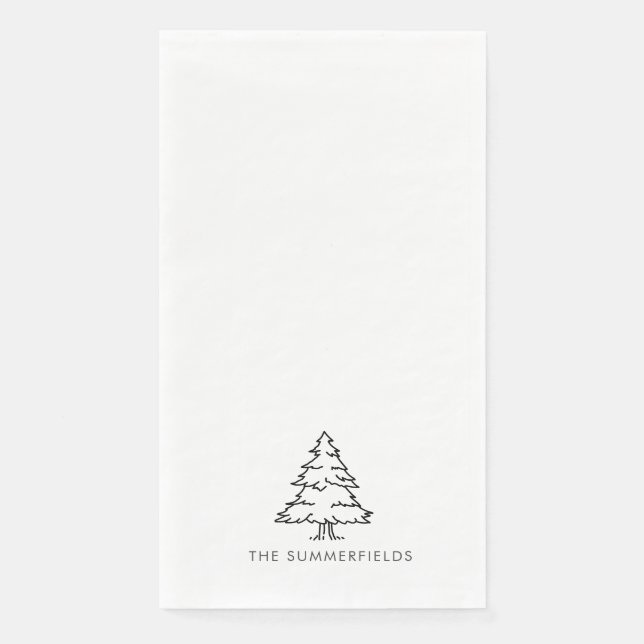 Serviette En Papier Monogramme Noël Arbre vacances Famille Réunion (Devant)