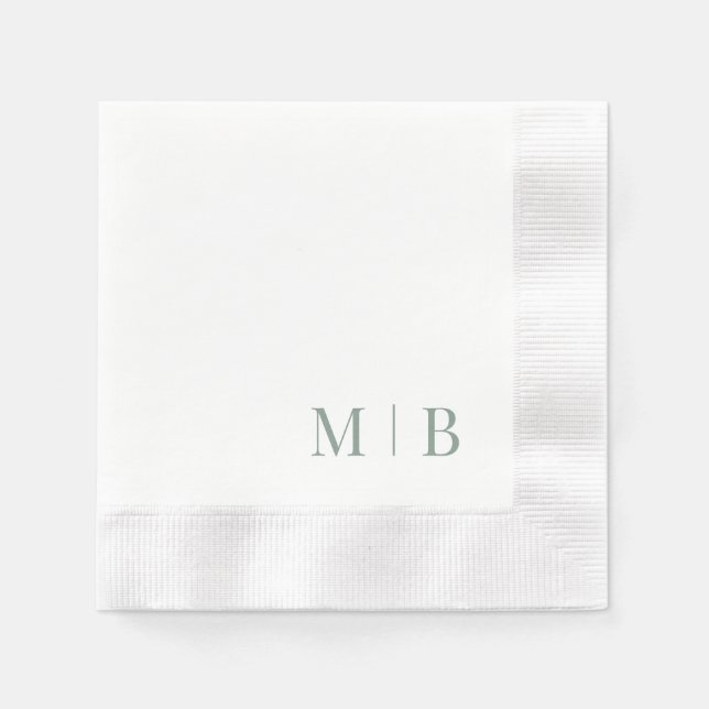 Serviette En Papier Monogramme noir contemporain Mariage blanc (Devant)