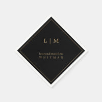 Monogramme noir et or simple Mariage élégant