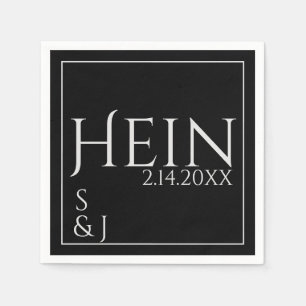 Serviette En Papier Monogramme Noir Initiales Date Mariage