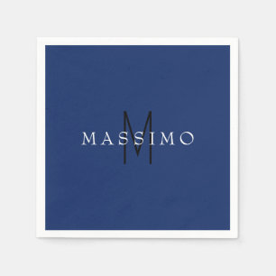 Serviette En Papier Monogramme Noir Professionnel Bleu Votre Nom