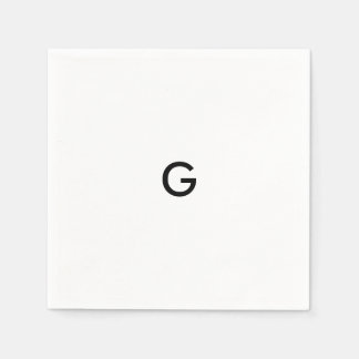 Serviette En Papier Monogramme noir simple sur les serviettes blanches
