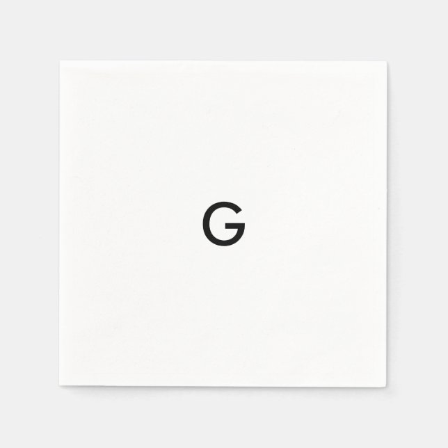 Serviette En Papier Monogramme noir simple sur les serviettes blanches (Devant)