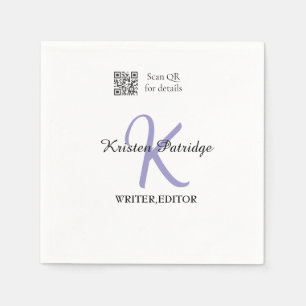 Serviette En Papier Monogramme nom écrivain violet modifier code QR en