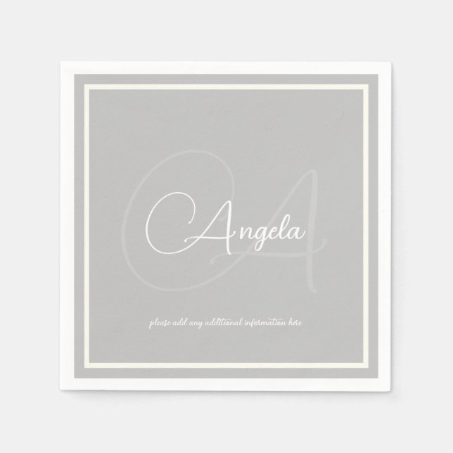 Serviette En Papier Monogramme (nom et initiale) Serviettes standard g (Devant)