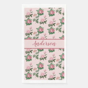 Serviette En Papier Monogramme Nom Roses Roses Fleuris Shabby Chic