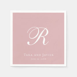Serviette En Papier Monogramme officiel Rose rose roux élégant mariage