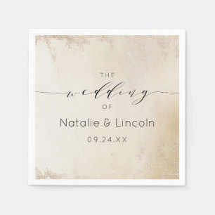 Serviette En Papier Monogramme Ombre Yellow Gold Frosted Foil Mariage