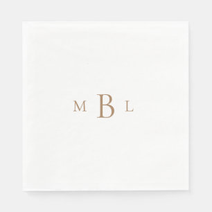 Serviette En Papier Monogramme Or Blanc Élégant Déjeuner de mariage