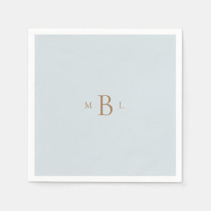 Serviette En Papier Monogramme or Ice Blue Mariage serviettes