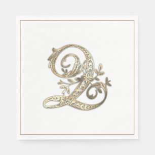 Serviette En Papier Monogramme or Ornat vintage Q