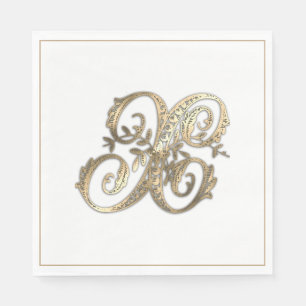 Serviette En Papier Monogramme or Ornat vintage X