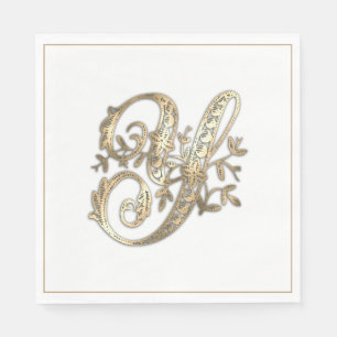 Serviette En Papier Monogramme or Ornat vintage Y