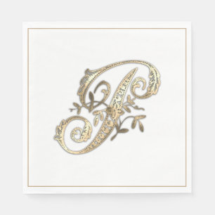Serviette En Papier Monogramme Or Orné vintage P