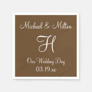 Serviette En Papier Monogramme Otter Brown Classé Monochrome serviette