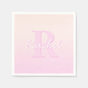 Serviette En Papier Monogramme personnalisable Ombre de la pêche et